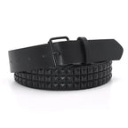 Triple Row Pyramid Studded Belt for Punk Rock Alternative Styling