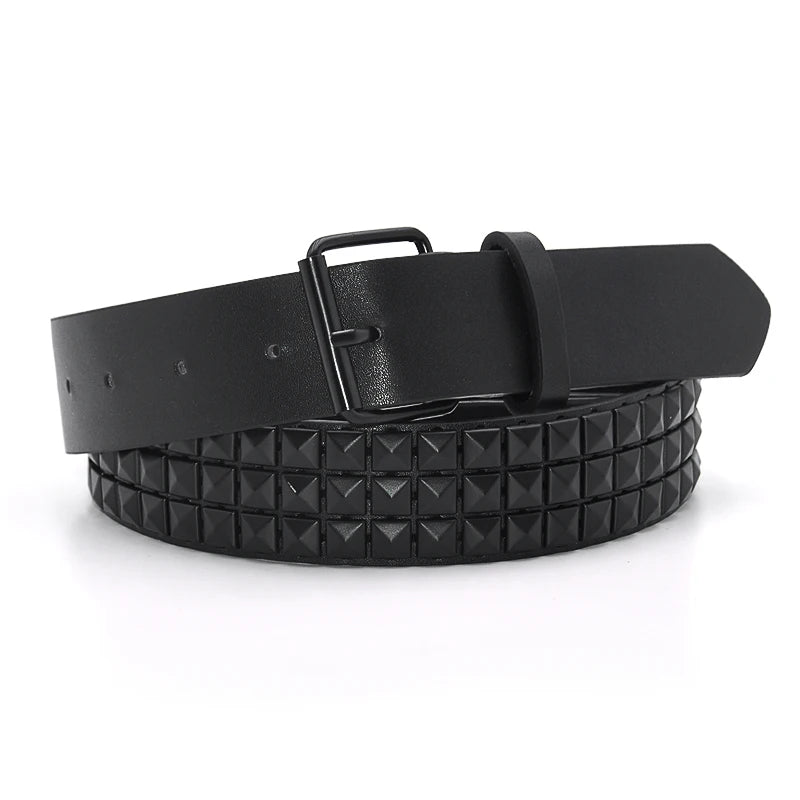 Triple Row Pyramid Studded Belt for Punk Rock Alternative Styling