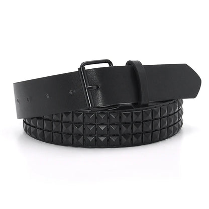 Triple Row Pyramid Studded Belt for Punk Rock Alternative Styling