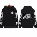 Manga Streetwear Zip Hoodie with Serpent Graphic Artwork