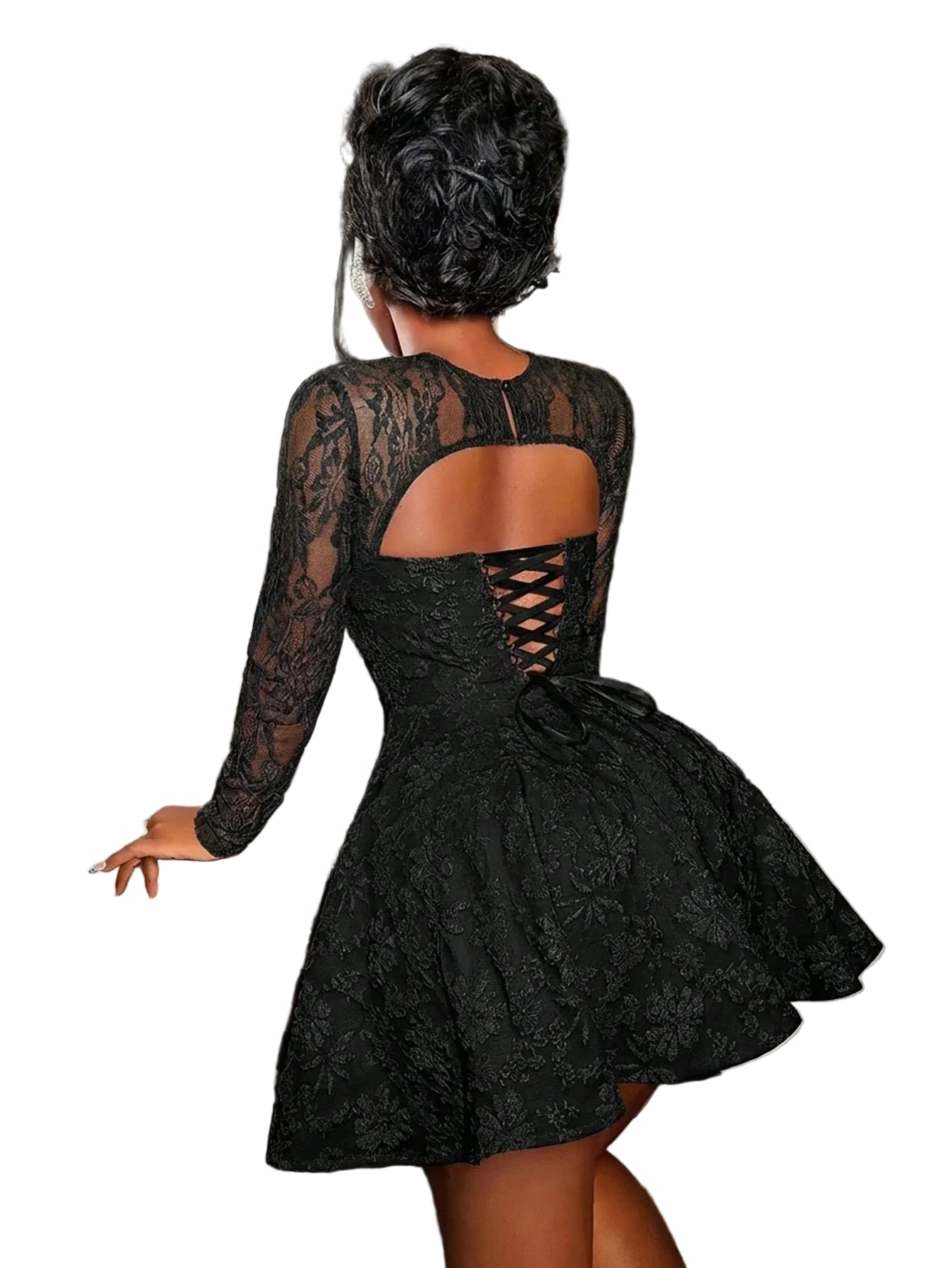 Sheer Lace Gothic Dress for Alternative Streetwear Fashion
