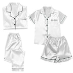 Women's 4-Piece Satin-Look Pajama Set, Short- and Long-Sleeve Tops with Matching Pants and Shorts, Soft Coordinated Loungewear