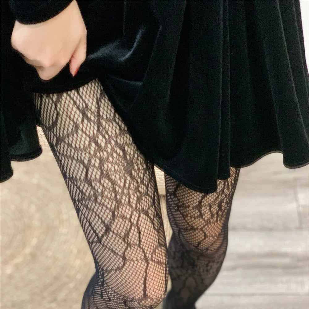 Spider Web Pattern Fishnet Tights Gothic Alternative Fashion Mesh Hosiery
