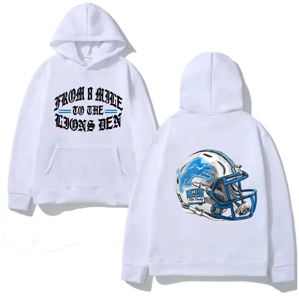 Oversized Graphic Helmet Print Fleece Hoodie for Urban Streetwear Styling
