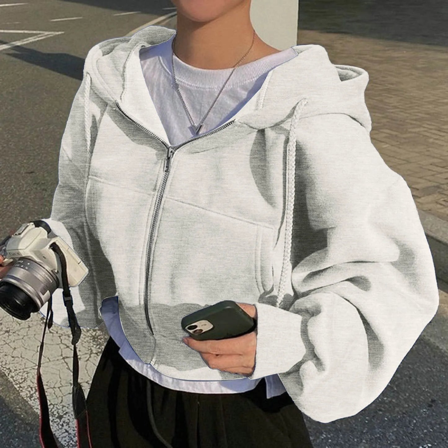 Oversized Plush Lined Zip Hoodie with Relaxed Fit and Everyday Comfort