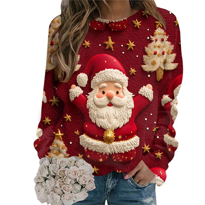 Women's Festive Holiday Graphic Hooded Sweatshirt with Relaxed Fit for Seasonal Comfort