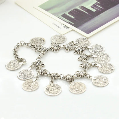 Layered Coin Charm Anklet for Bohemian Dark Feminine and Festival Styling