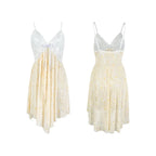 Ethereal Sheer Floral Babydoll Nightgown with Lace Bodice and Asymmetrical Hem