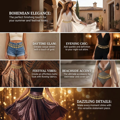 Bohemian Coin Tassel Waist Chain for Festival and Free Spirited Styling