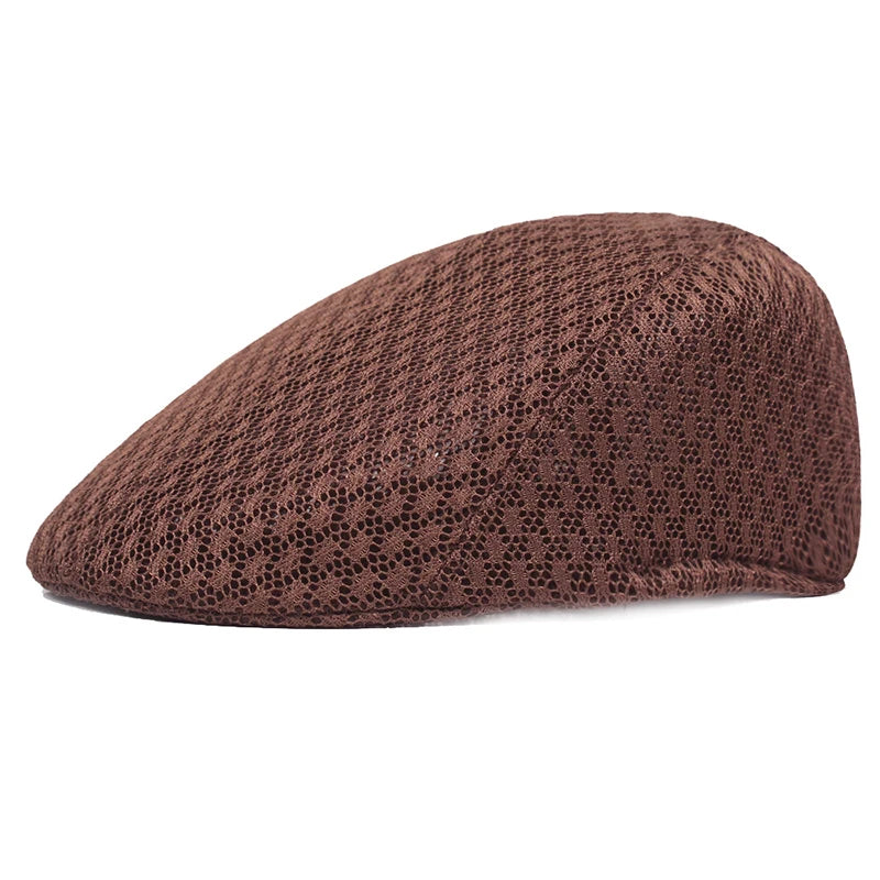 Breathable Plaid Ivy Flat Cap Adjustable Casual Vintage Streetwear Beret Hat