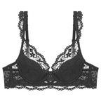Feminine Ruffled Lace Trim Push-Up Bra and Semi-Sheer Hipster Brief Set