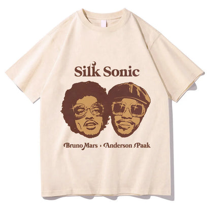 Vintage Portrait Graphic Cotton T-Shirt with Retro Music-Inspired Streetwear Style