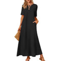 Short Sleeve Maxi T-Shirt Dress with Pockets and Relaxed Silhouette
