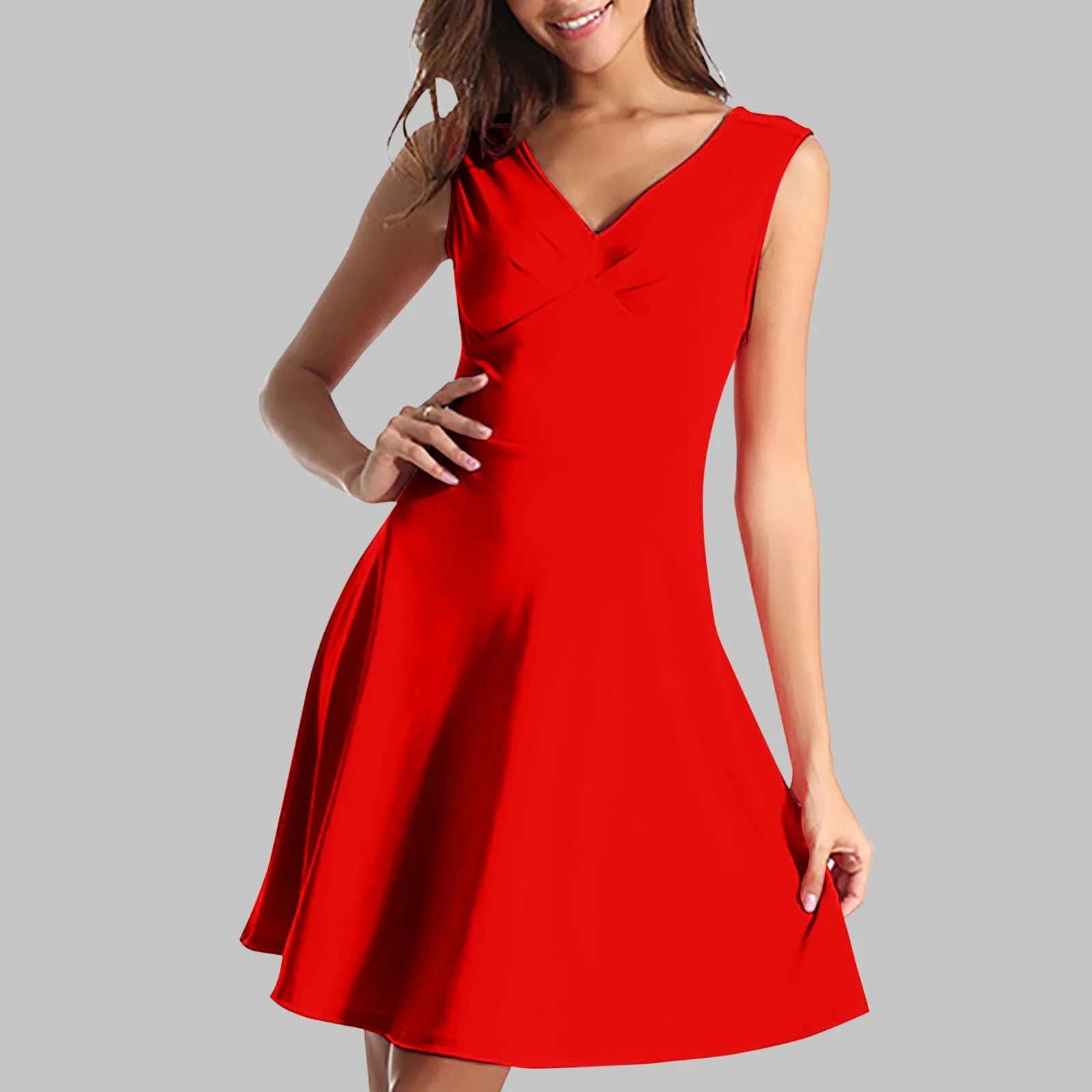 Sleeveless A-Line Mini Dress with Flared Hem and Clean Silhouette