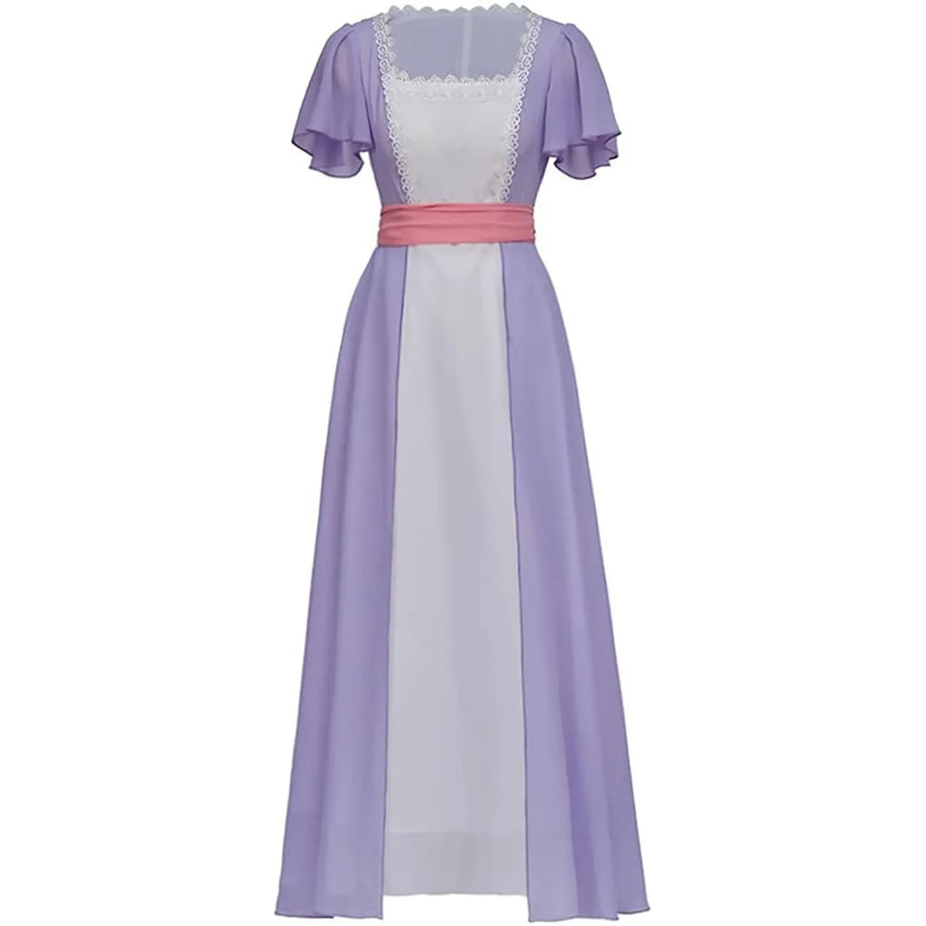 Romantic Vintage-Inspired Maxi Dress with Delicate Waist Detail and Flowing Elegance