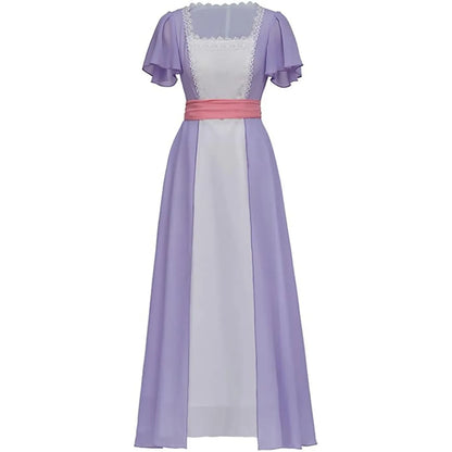 Romantic Vintage-Inspired Maxi Dress with Delicate Waist Detail and Flowing Elegance