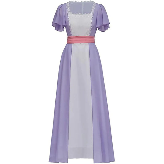 Romantic Vintage-Inspired Maxi Dress with Delicate Waist Detail and Flowing Elegance