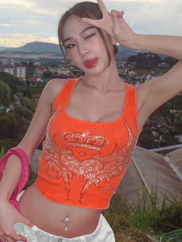 Women's Graphic Sleeveless Tank Top for Y2K Streetwear Casual Everyday Layered Fashion