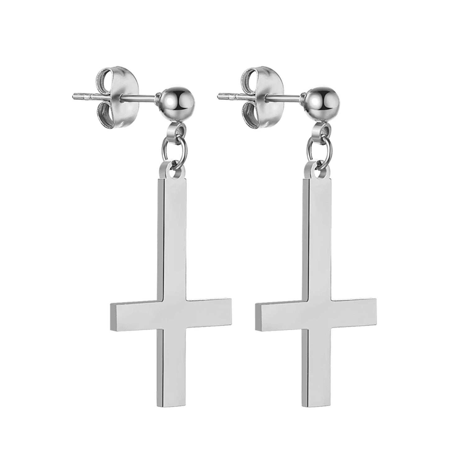 Gothic Cross Hoop Earrings for Punk and Alternative Statement Styling