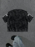 Graphic Eye Crop Tee with Cosmic Artwork and Boxy Streetwear Silhouette