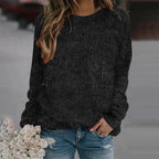 Women's Relaxed Fit Crew Neck Cozy Knit Everyday Sweater Pullover