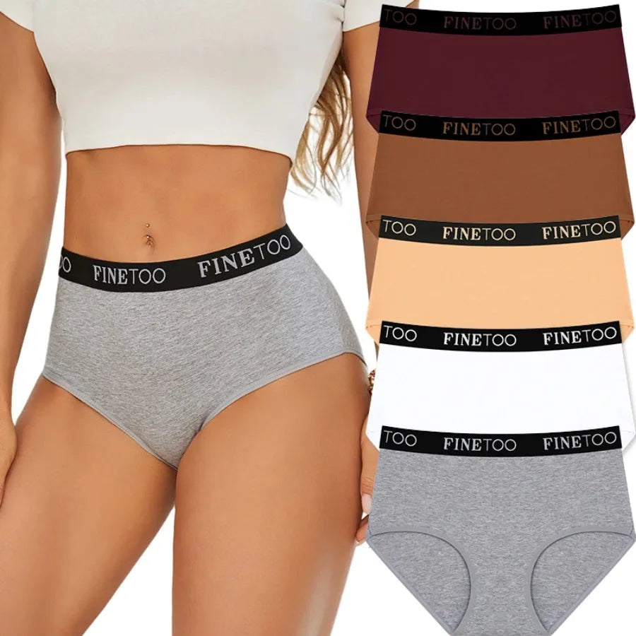 High-Waisted Brief Panties Five-Pack with Wide Statement Elastic Waistband