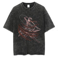 Abstract Manga Slash Graphic Oversized Washed Alternative T-Shirt