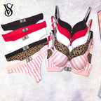 Embellished Script Strap Push-Up Bra and Coordinated Thong Set