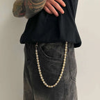 Alternative Pearl Accent Wallet Chain for Grunge, Punk and Y2K Streetwear