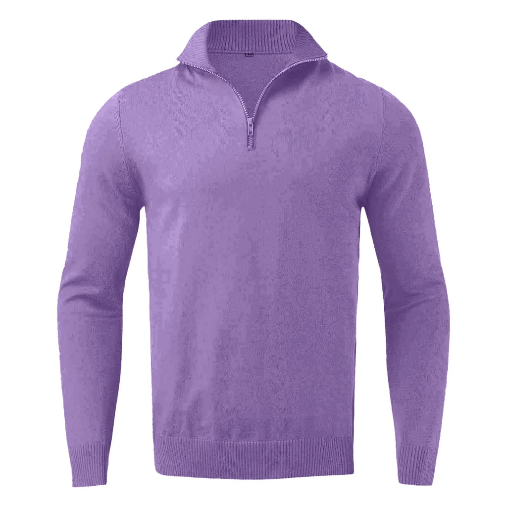 Men's Half Zip Mock Neck Minimalist Knit Casual Sweater Pullover