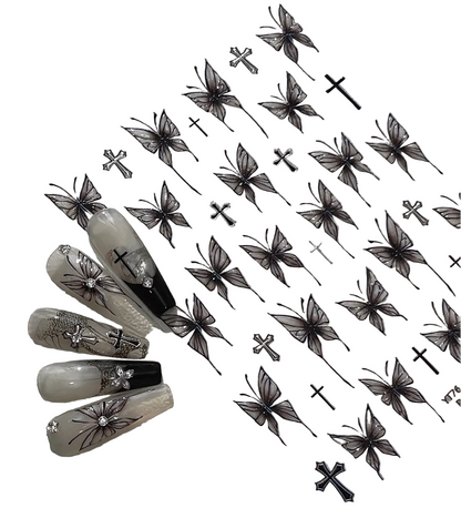 Gothic Star Nail Art Sticker Set for Alternative Statement Manicures