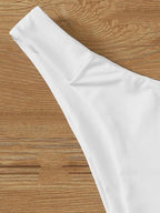 Solid White Three-Piece Triangle Bikini Set with Side-Tie Details