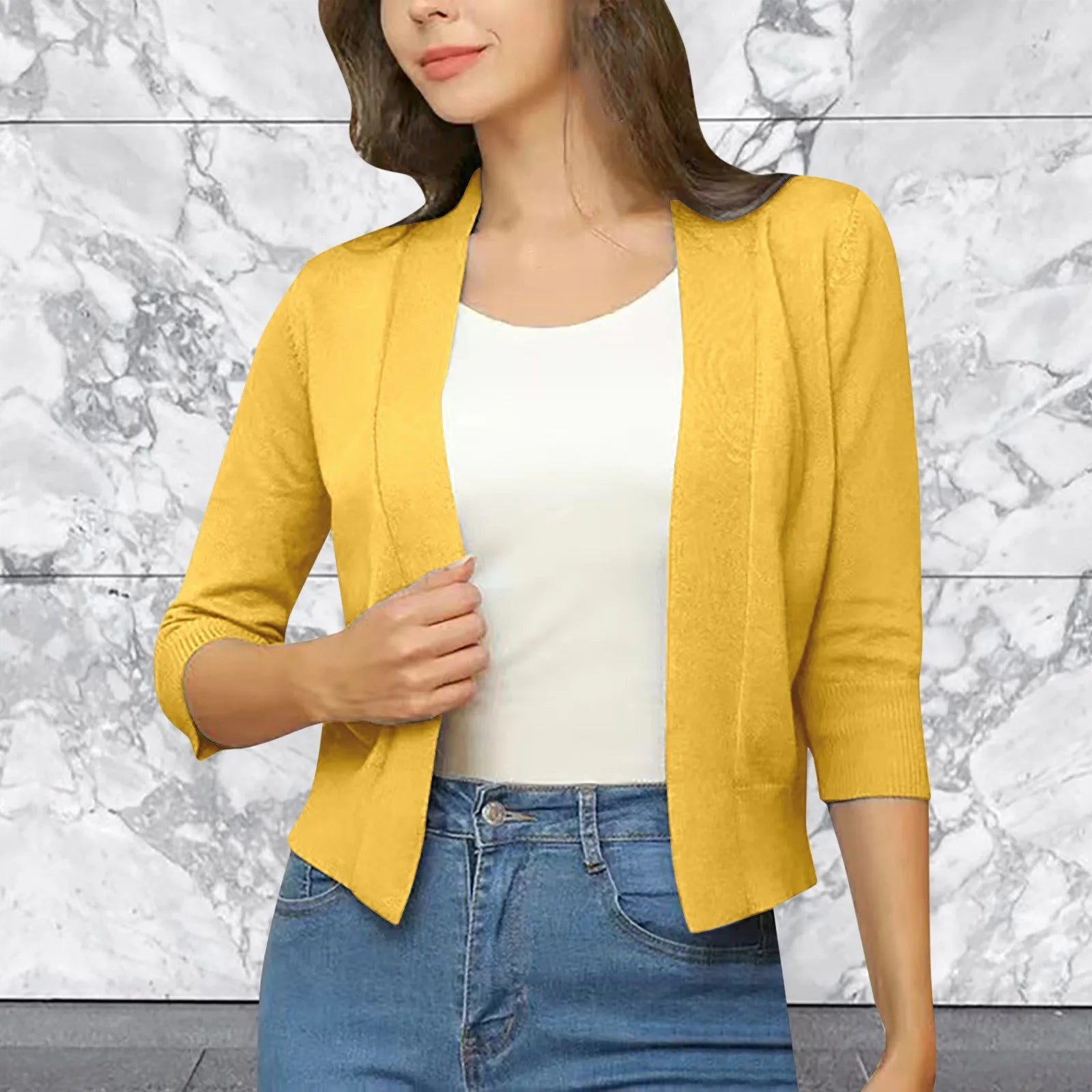 Women's Cropped Button Front Knit Cardigan with Minimalist Everyday Silhouette