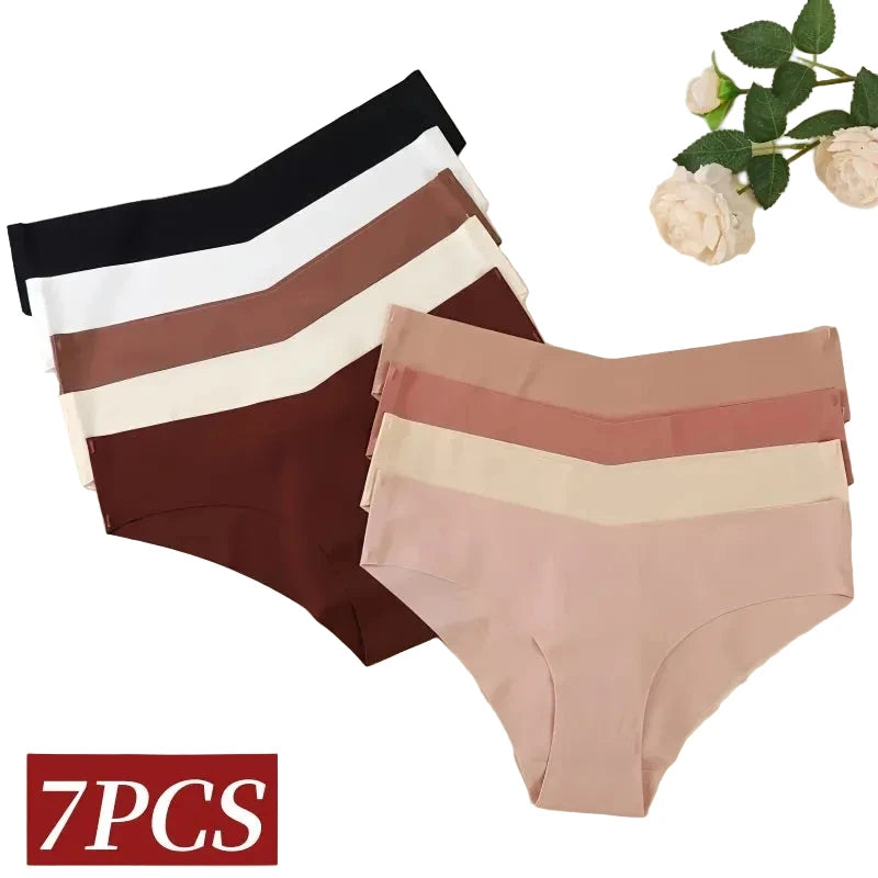 Seven-Piece Seamless V-Waist Bikini Brief Set in Modern Neutrals