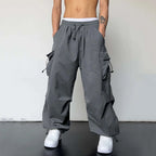 Men's Relaxed Cargo Pants with Multi-Pocket Design and Adjustable Hem