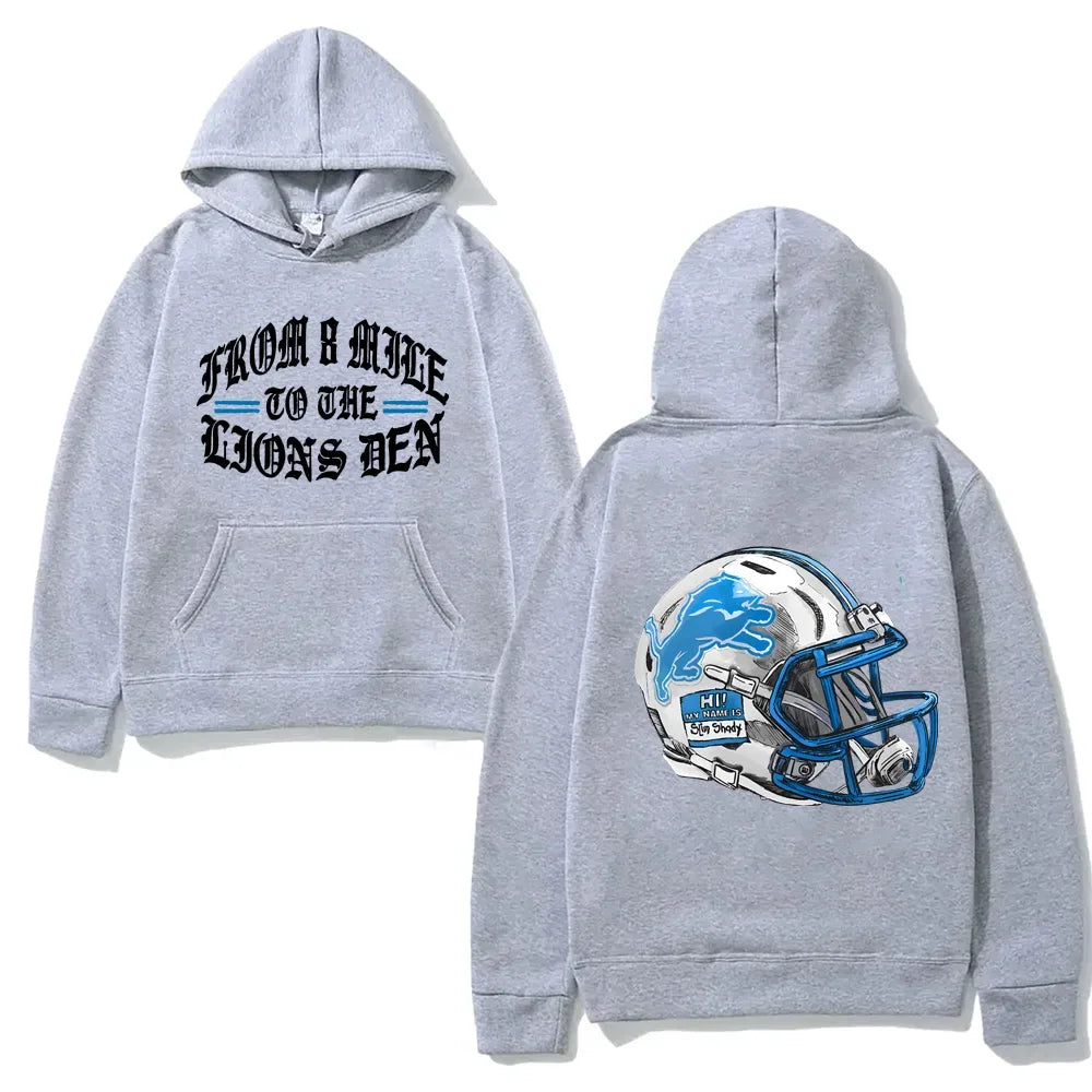 Oversized Graphic Helmet Print Fleece Hoodie for Urban Streetwear Styling