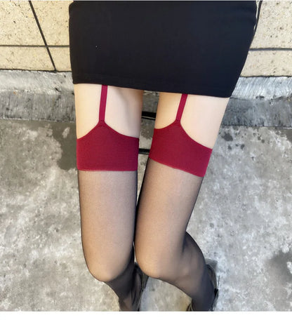 Fishnet Suspender Style Tights with Stretch Mesh Design for Contemporary Fashion Styling