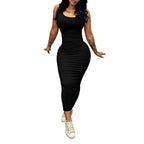 Essential Sleeveless Black Bodycon Maxi Dress with Scoop Neckline