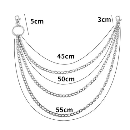Double Layer Wallet Chain with Ring Clip for Punk Streetwear Styling