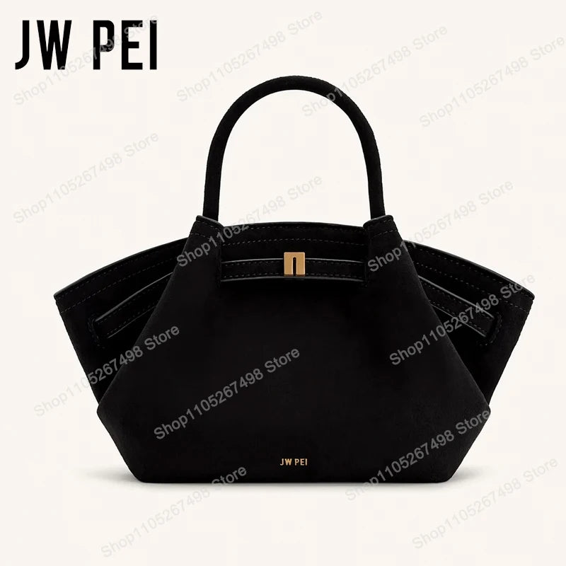 Minimalist Split Leather Hobo Tote Bag with Top Handle Everyday Work Design