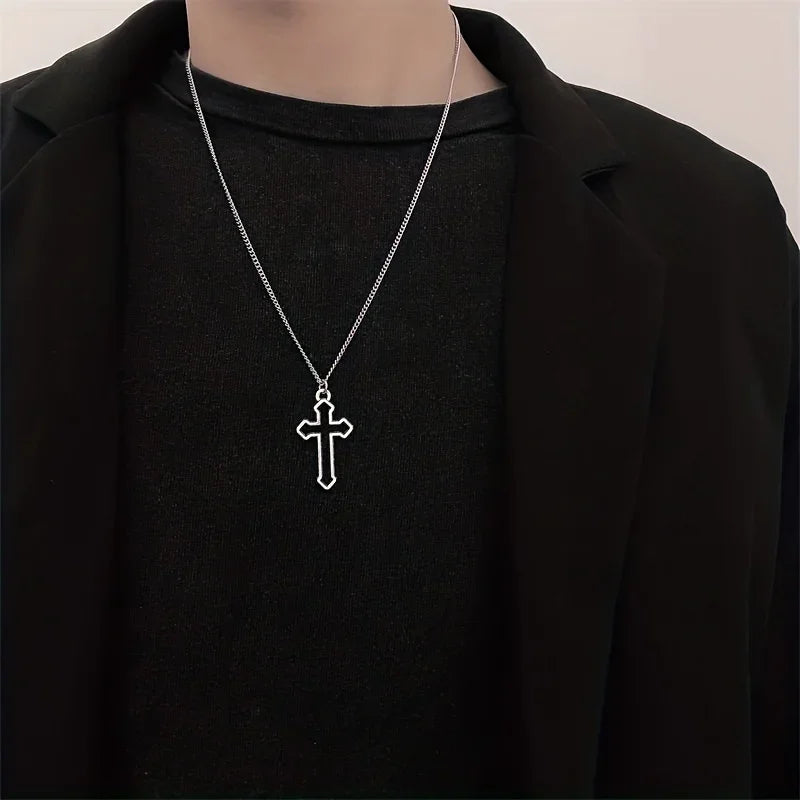Minimalist Cross Pendant Necklace With Gothic Inspired Alternative Streetwear Appeal