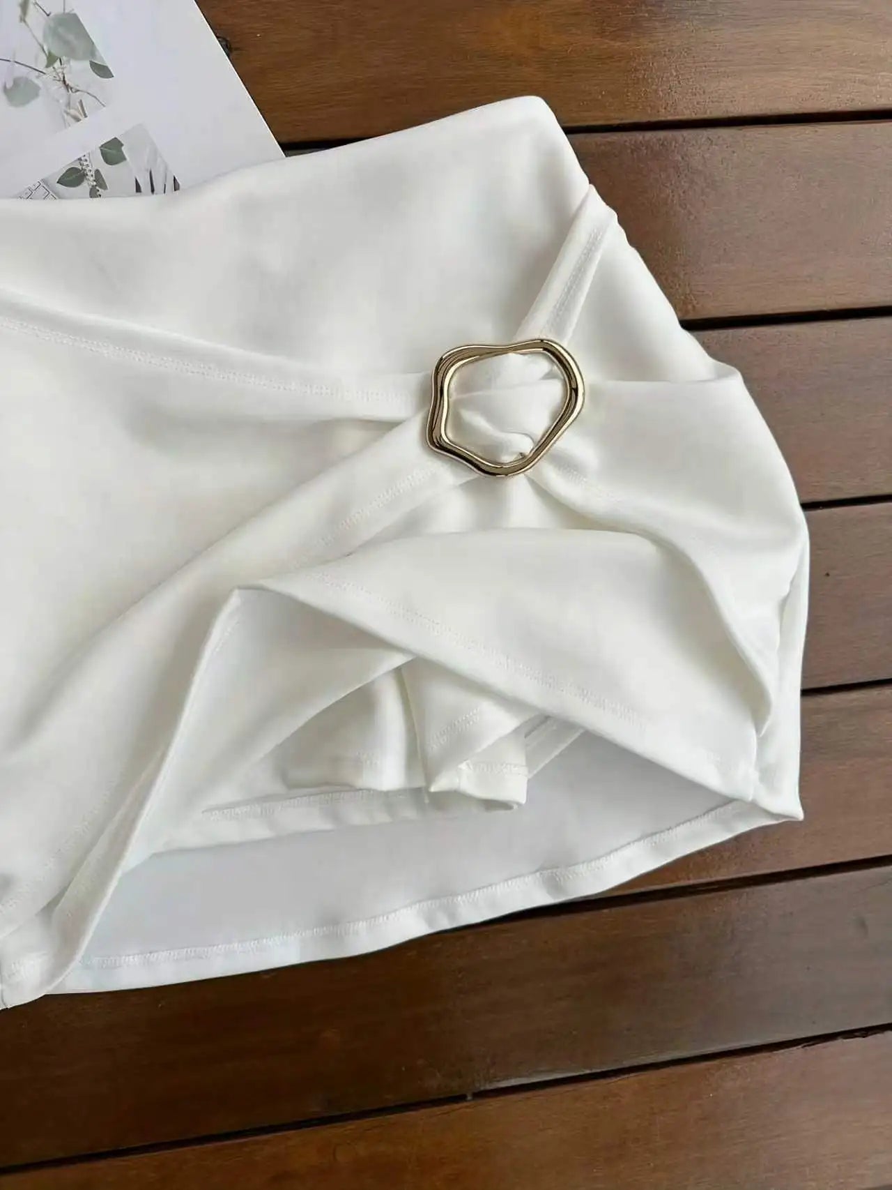 High Waist Pleated Mini Skirt with Metallic Accent A-Line Structure
