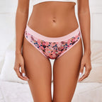 Three-Piece Floral Print Menstrual Brief Set with Contrast Waistbands
