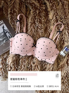 Graphic Dot Print Demi Bra and Matching Contrast-Trim Panty Set
