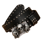 Skull Buckle Studded Belt for Gothic, Punk and Alternative Streetwear Fashion