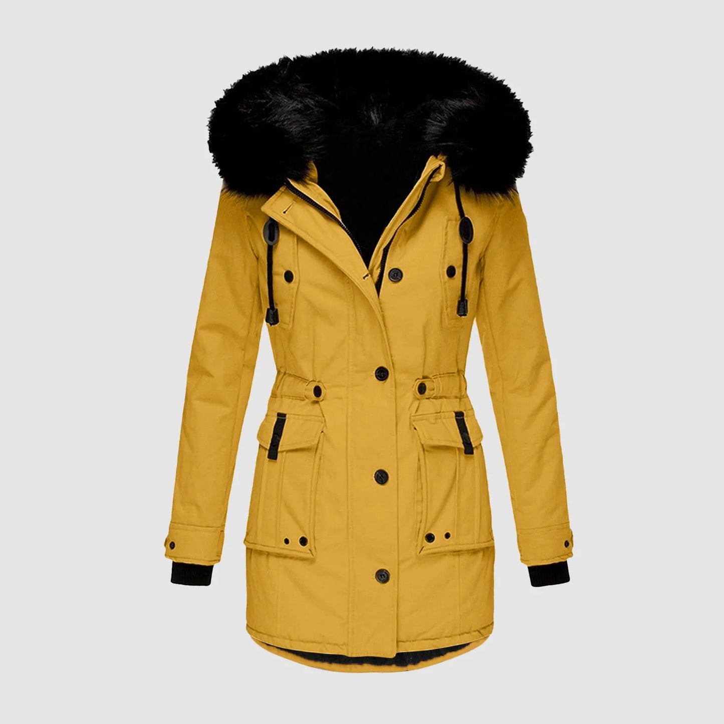 Women's Hooded Thick Padded Utility Jacket with Faux Fur Trim Everyday Winter Streetwear Coat