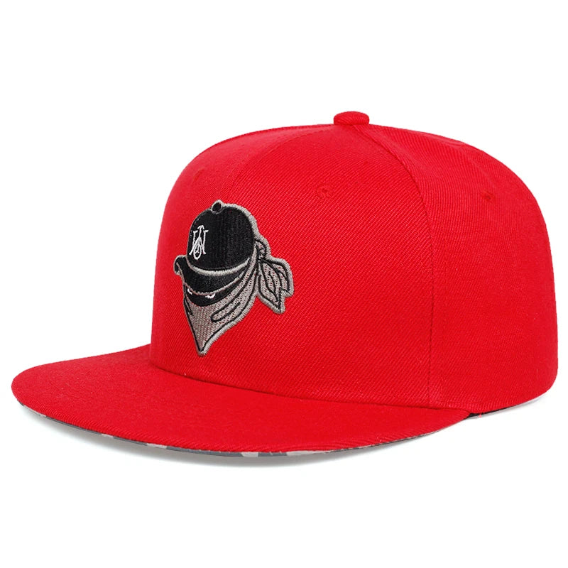Embroidered Graphic Snapback Cap Adjustable Flat Brim Streetwear Baseball Fashion Hat