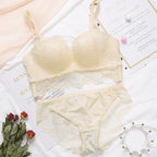 Rich Burgundy Scalloped Lace Wire-Free Push-Up Bralette Set