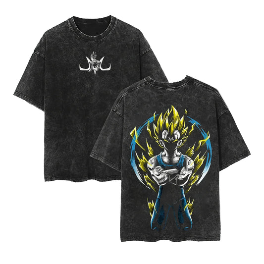 Dark Anime Rebel Oversized Vintage Wash Streetwear Graphic T-Shirt