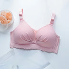 Seamless Wire-Free Nursing Bra with Scalloped Edges and Front-Drop Clips